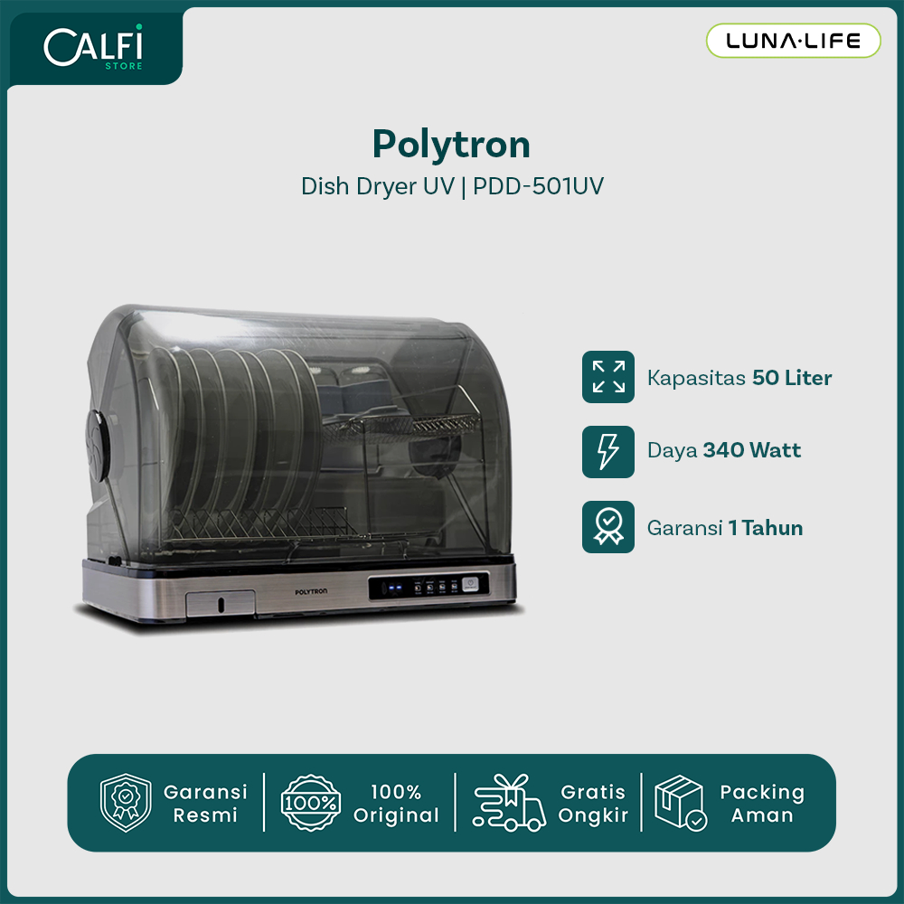 POLYTRON Kitchenmate Dish Dryer UV Sterilizer Botol Bayi Rak Pengering Piring 50 Liter - PDD 501UV