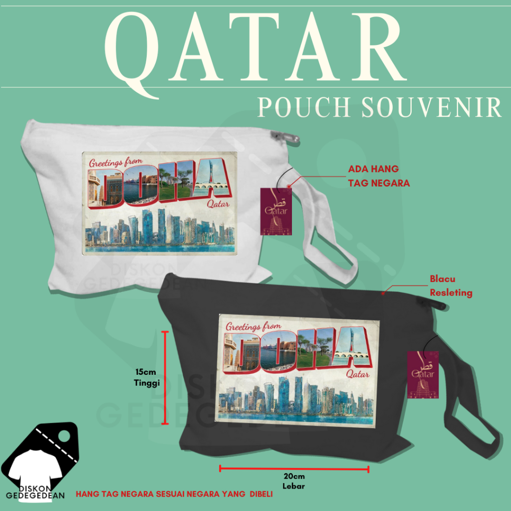 Diskongedegedean Pouch Souvenir Qatar Pouch Oleh Oleh Qatar Pouch Sablon Blacu 1