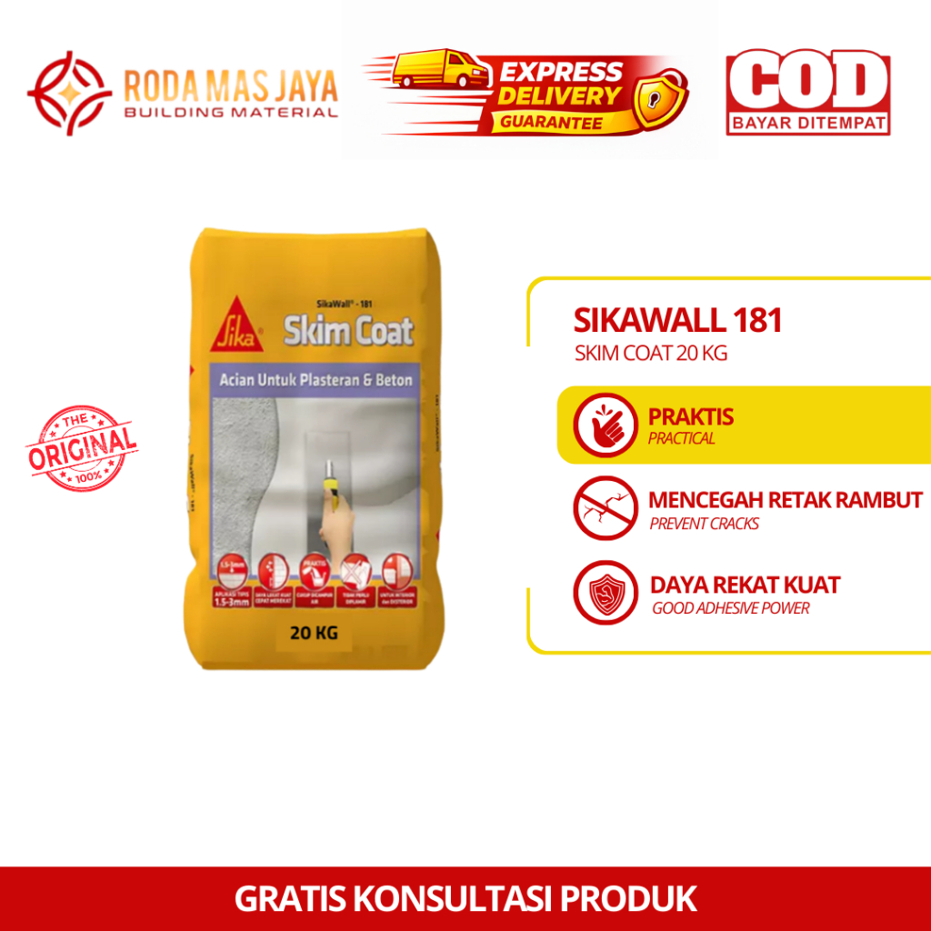Sika Wall / 181 Skim Coat / Sika Plasteran 20kg