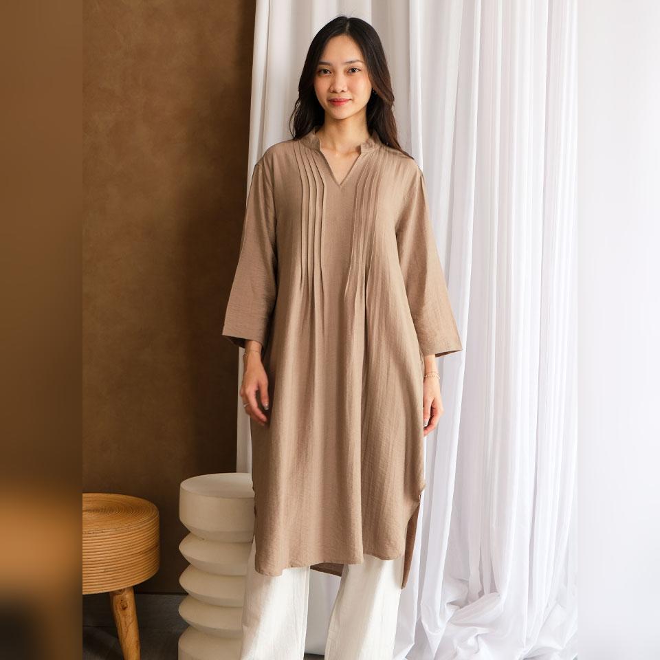 Meltrick - Alya Tunic Raya Signature tunik atasan wanita muslim Rayon Brown