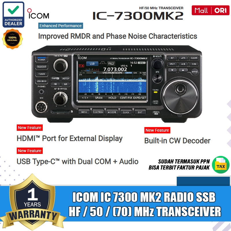 Icom Ic 7300 MK2 Touchscreen Radio SSB HF Icom IC 7300 Mk2 HF/50 Mhz SSB Touchscreen Icom Original G