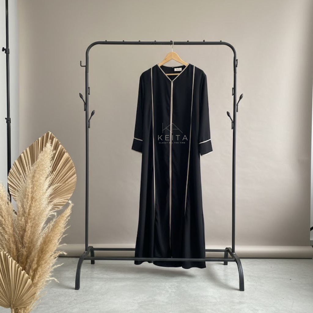 Abaya Hitam Remaja Kekinian List Soft Lebaran 2026 - Alisha Abaya