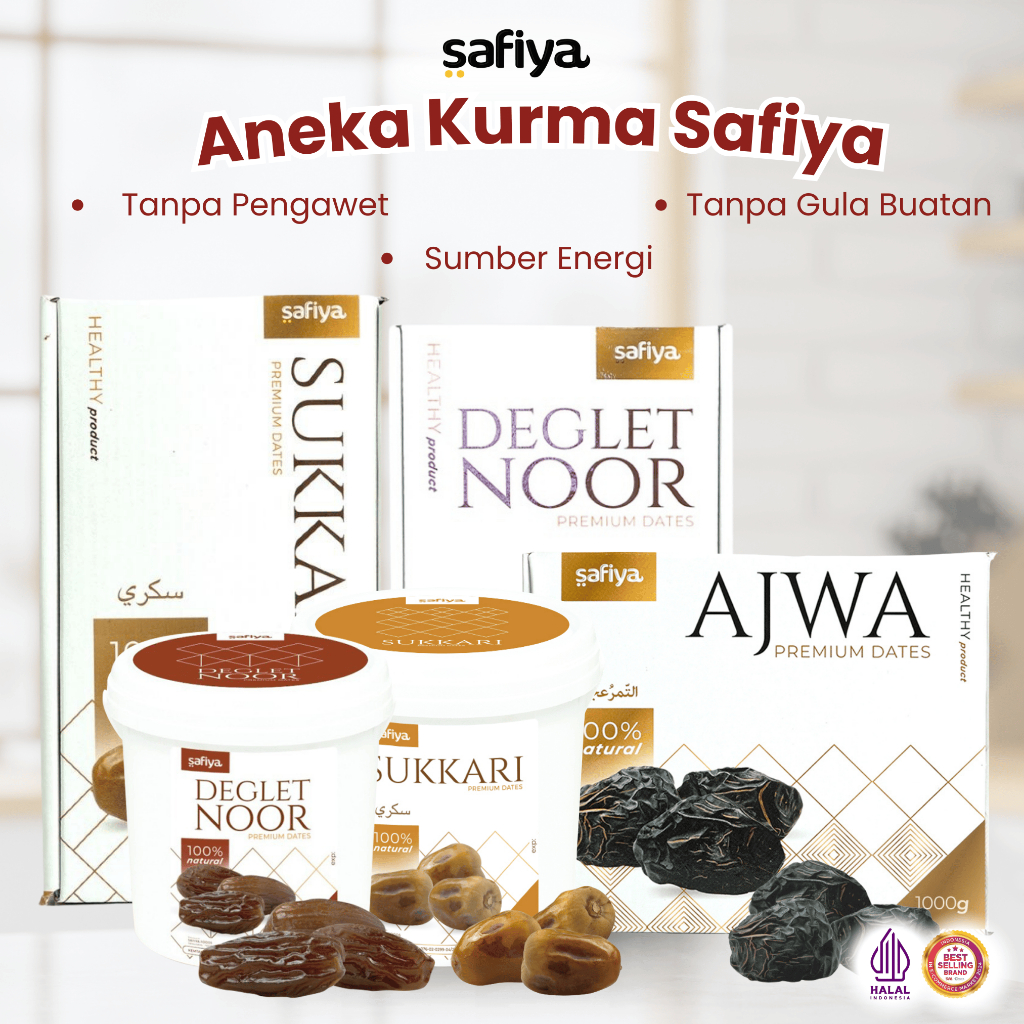 Safiya Aneka Kurma 1 Kg Sukari Ajwa Khalas Tunisia Premium