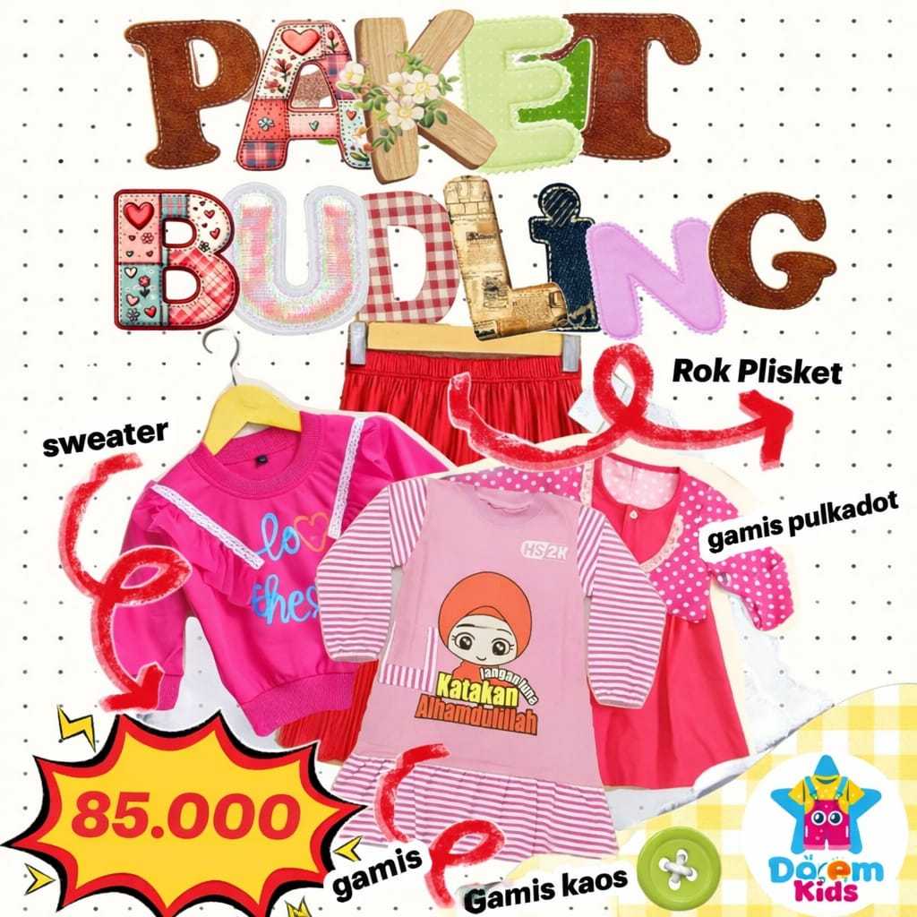 PAKET BUNDLING Setelan Gamis Sweater Rok Plisket Paket Lebaran