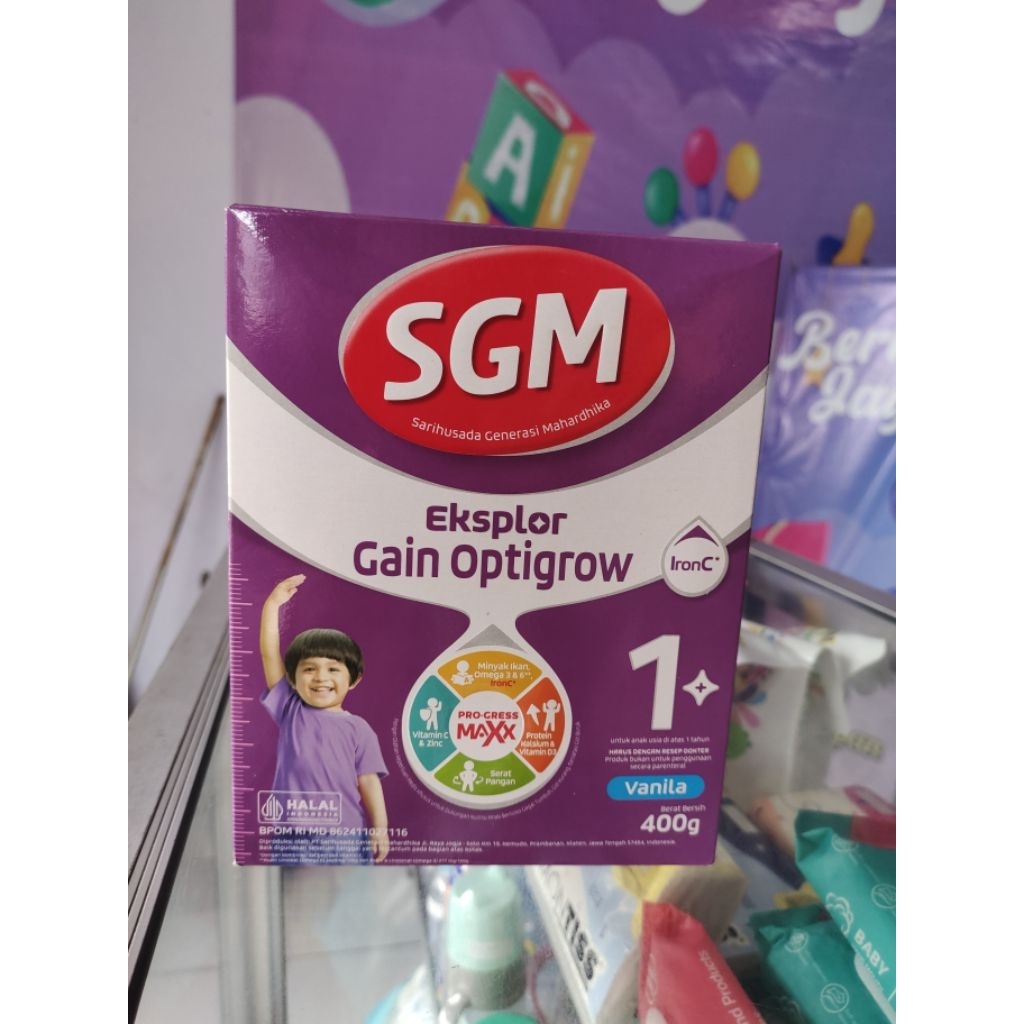 SGM Eksplor Gain Optigrow 1+ Vanila 400gr Susu Pertumbuhan SGM Ungu 1+