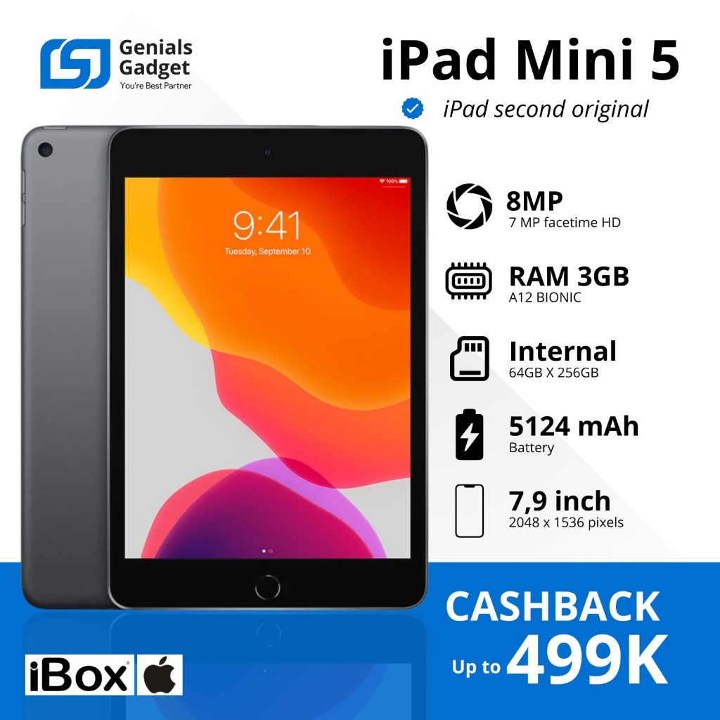iPad Mini 5  7.9 inch Wifi | Wifi-Cell 64gb 256gb Original Second like new - GG