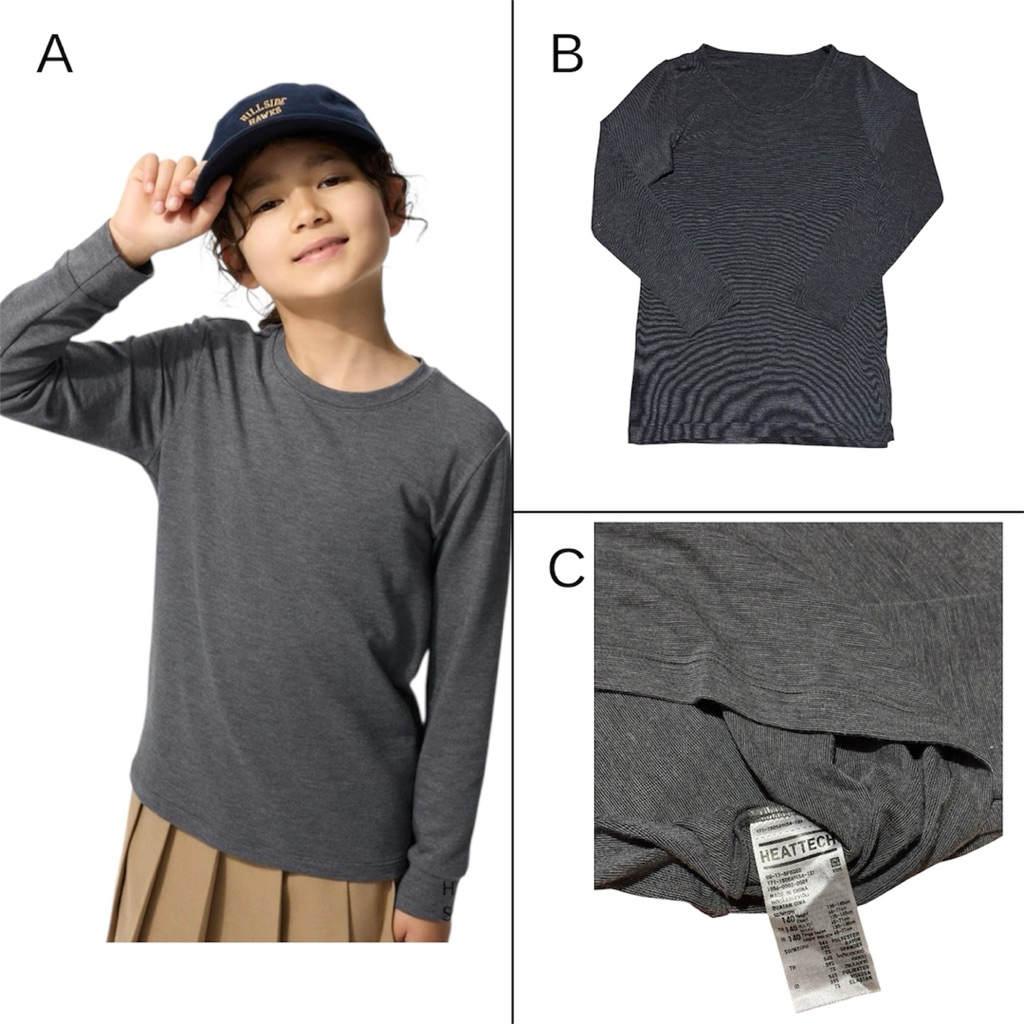 Uniqlo HEATTECH grey women kids 140