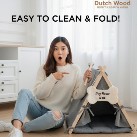Pet Tent / Rumah Kucing Anjing Model Teepee Kayu / Dog & Cat Teepee Tent – Nyaman & Stylish