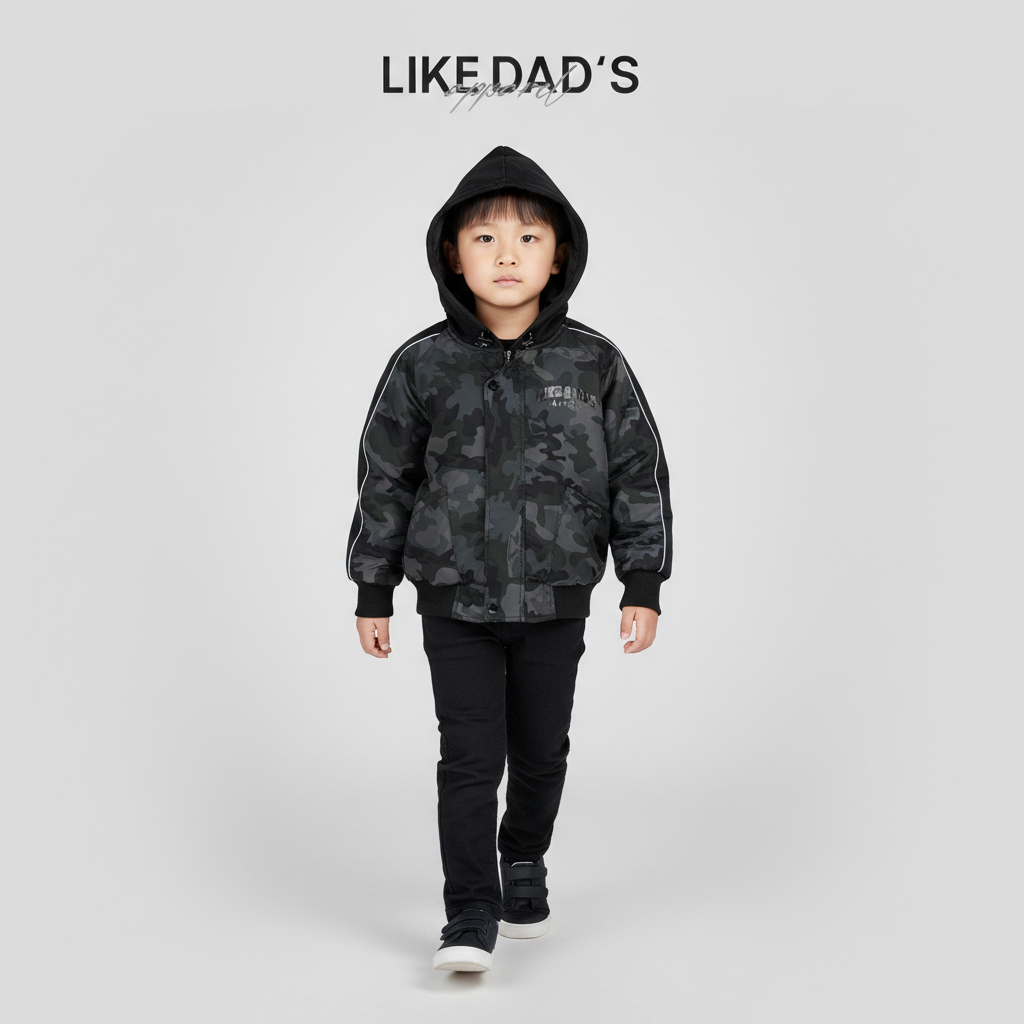 LIKE DADS Jaket Bomber Anak laki laki Parasut Army - Stripes
