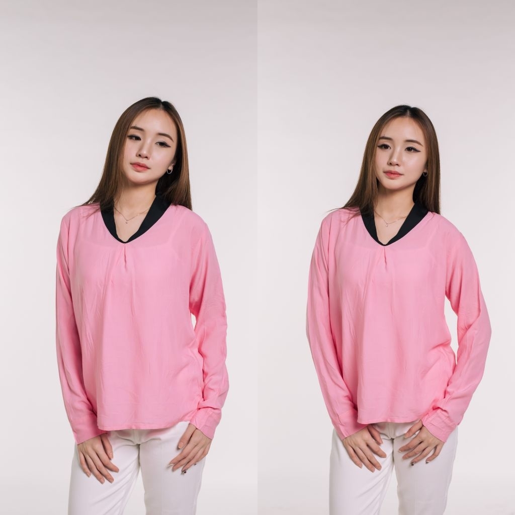Atasan blouse adem / blouse casual wanita pink / blouse pink KVonda