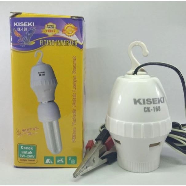 FITTING INVERTER 12V TO 220V LAMPU AKI PENGUBAH DC 12V KE AC 220V 12 220 VOLT E27