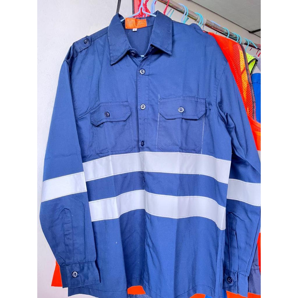 Safety Rembo Kemeja Safety Navy American Drill/ Pakaian Dinas Lapangan (PDL)