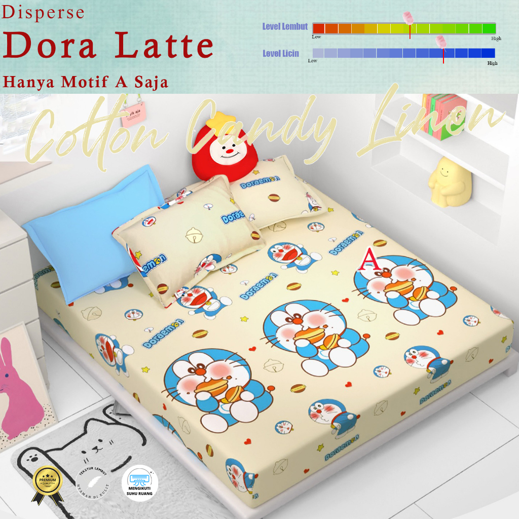 Sprei Set Motif Anak Dora Latte Katun Disperse / Bedcover Motif Karakter / Motif Kartun