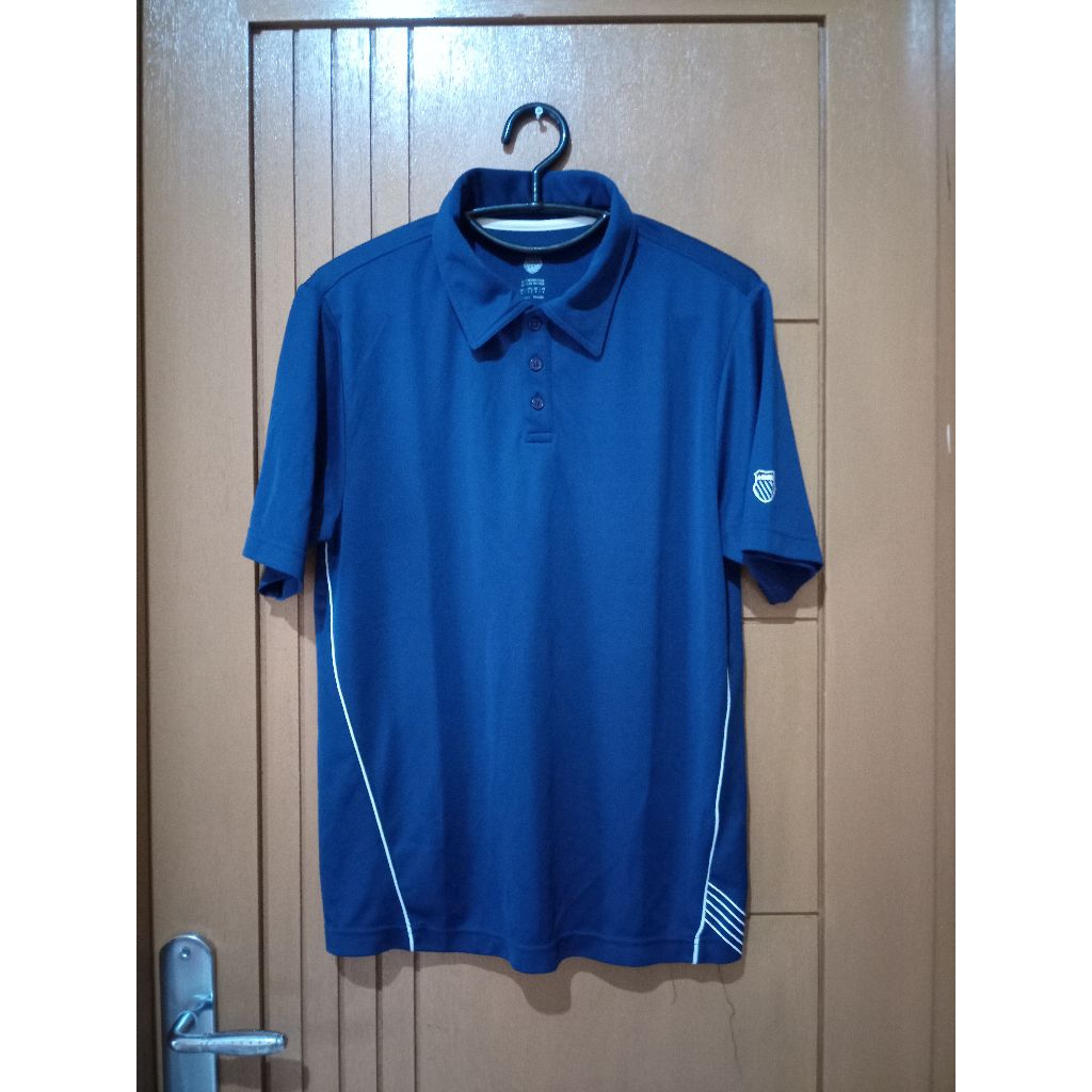 Kaos Kerah Olahraga Lengan Pendek K-Swiss Polo Shirt Biru Navy Size M