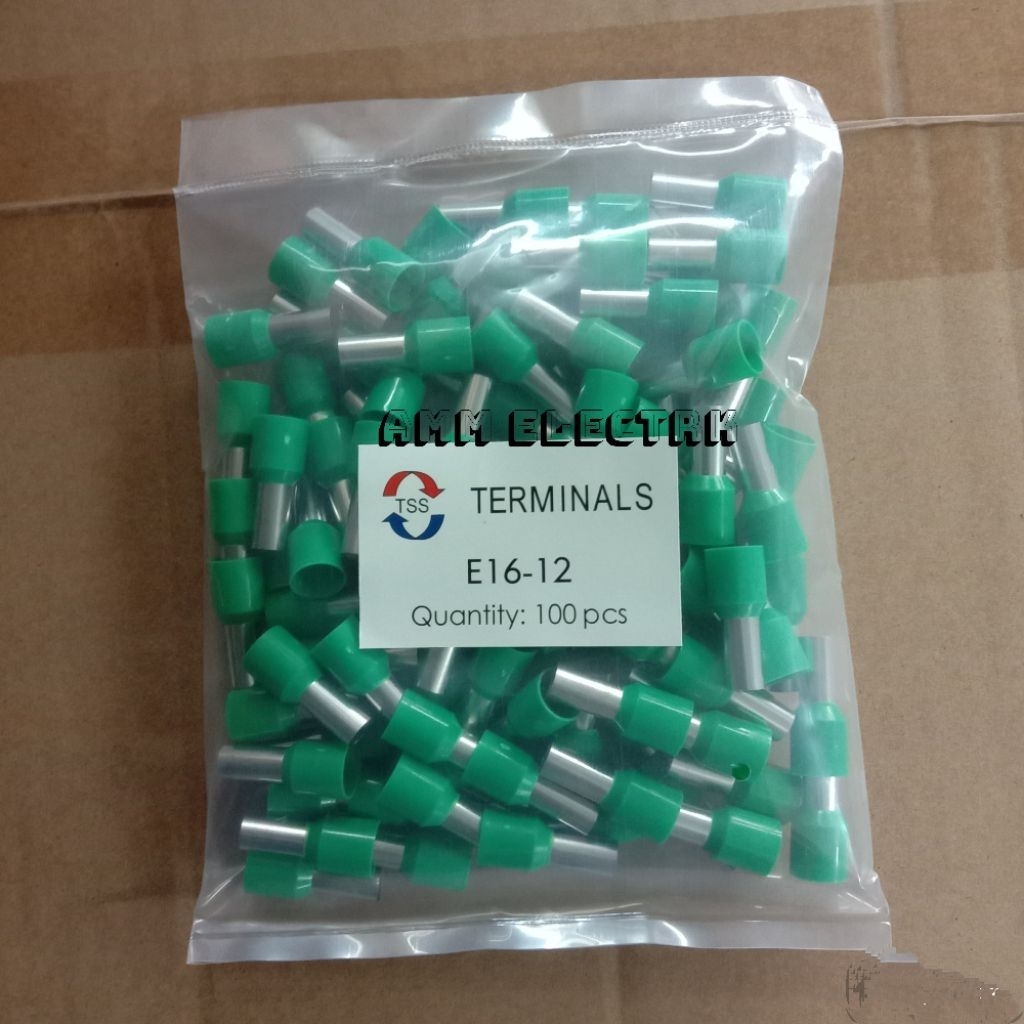 Skun Kabel Ferrules / Scun Botol Ukuran 16 mm Warna Hijau