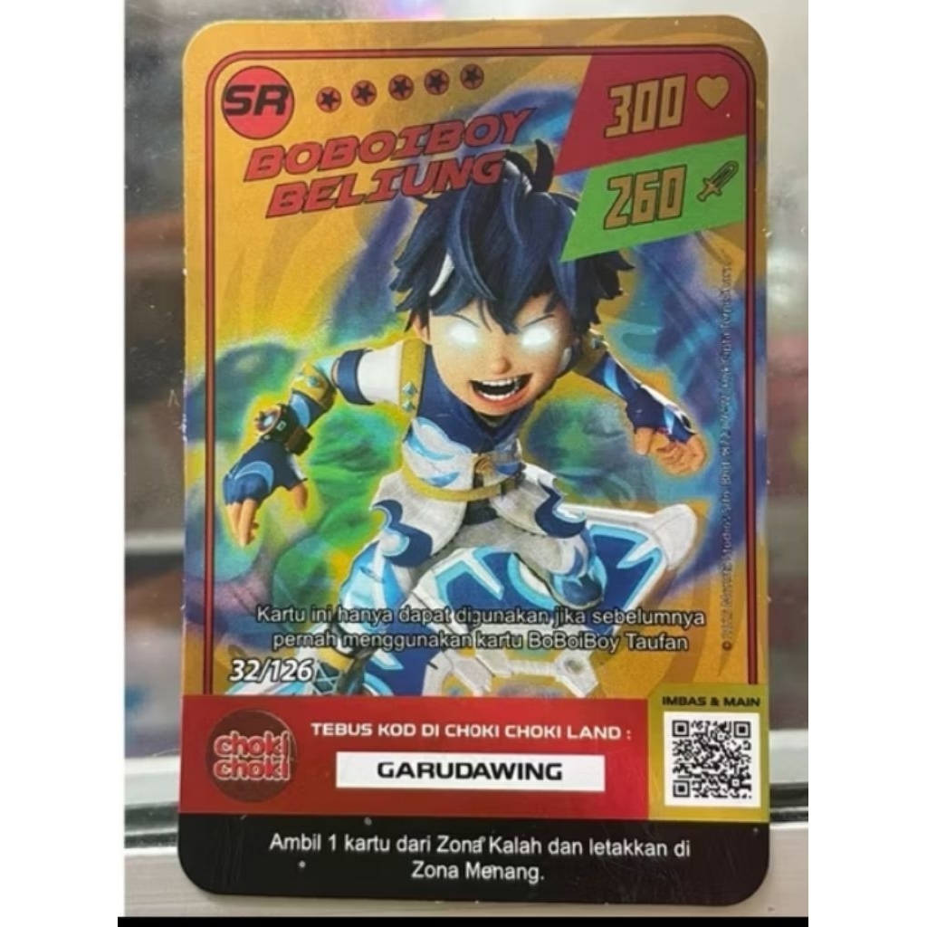 kartu Choki Choki Boboiboy sr beliung Seson 1
