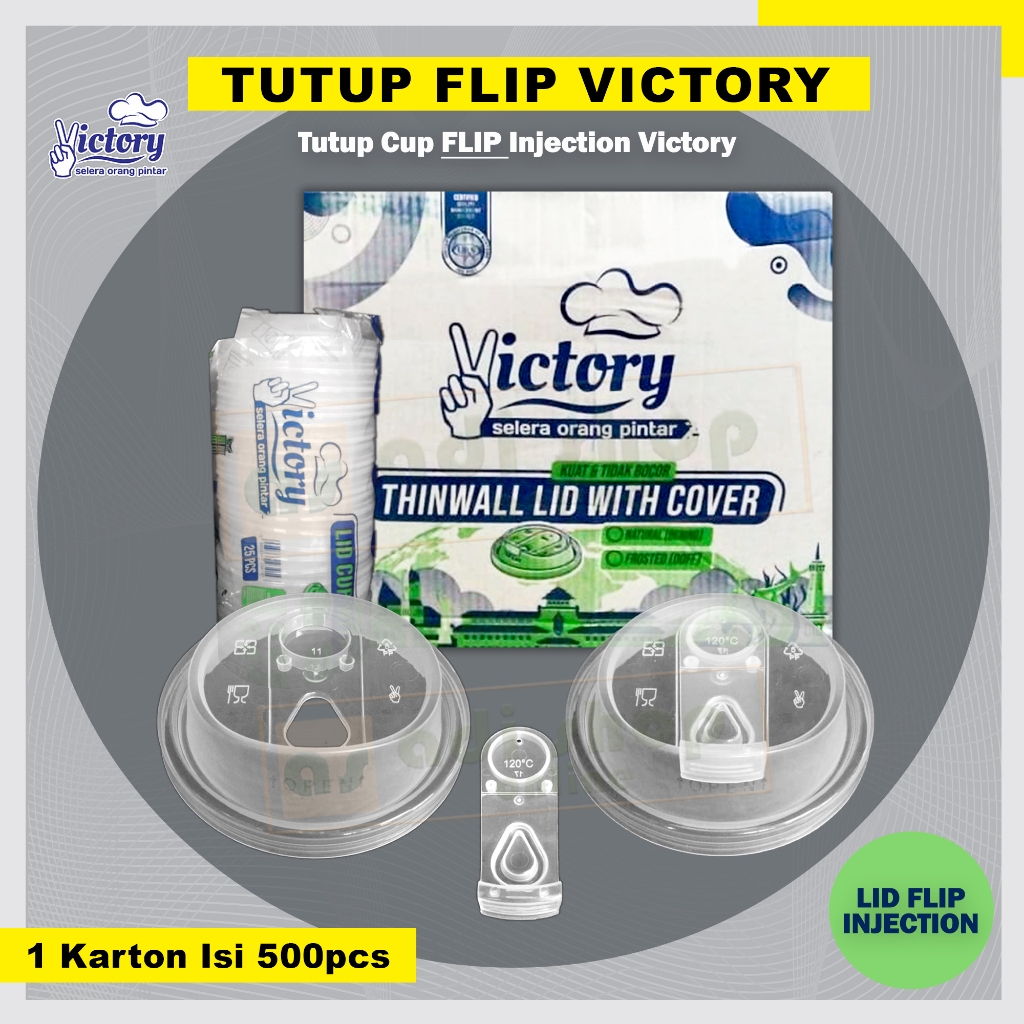 Lid FLIP Victory / Tutup Cup Injection FLIP Merk Victory (1 Karton)