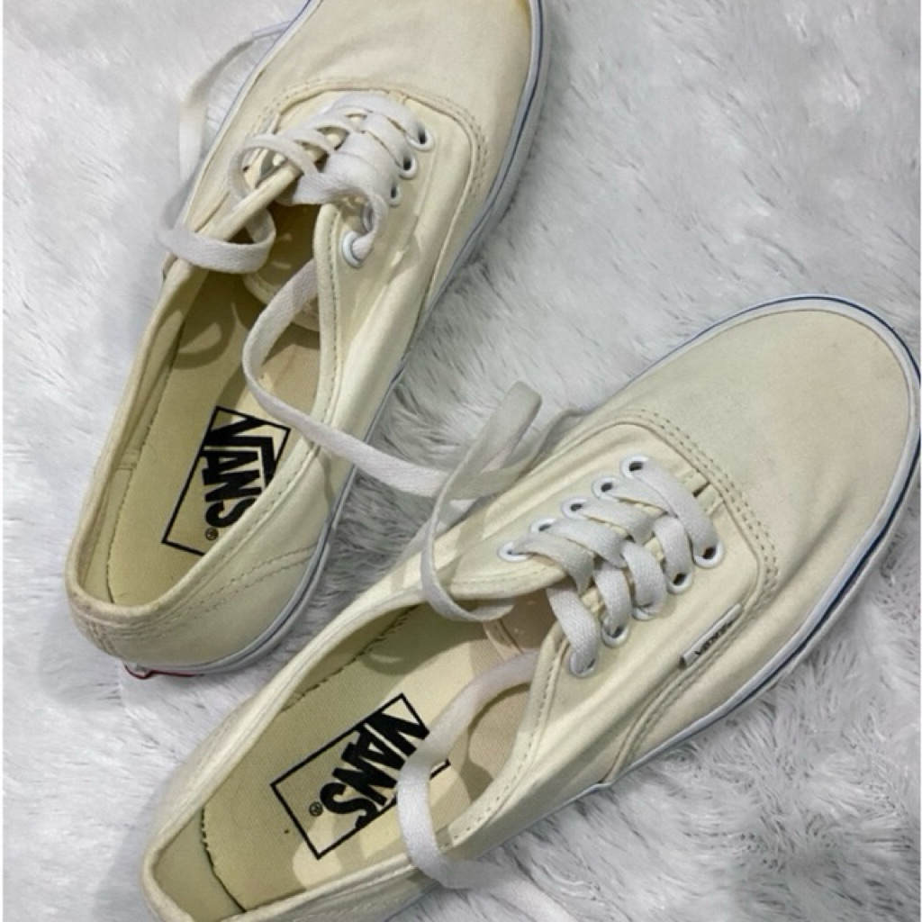 Sepatu Wanita/Unisex | Vans Authentic Canvas Parchment (Off-White) Original Preloved/Second Size 39