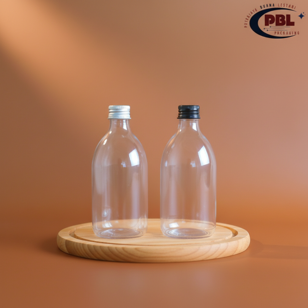 Botol Ulir 300ml HS Natural - Tutup Ulir Alumunium Neck 24 / Botol Plastik Pet 300ml / Botol Ulir 30