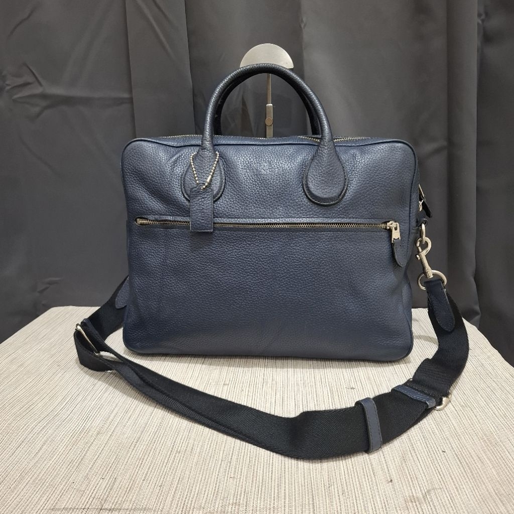 Coach Tas Laptop Kulit Asli in Blue Navy