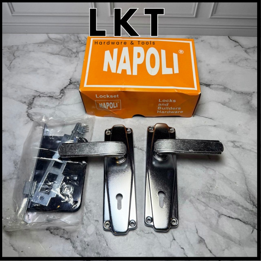 NAPOLI Handle Gagang Kunci Pintu Kecil Komplit Set 603 Coklat / Silver / Kuning