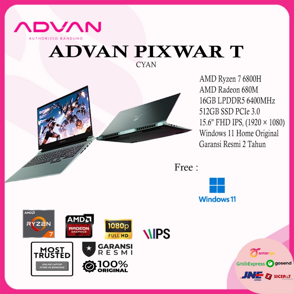 Advan Pixwar T AMD Ryzen 7-6800H 16GB 512GB Win11