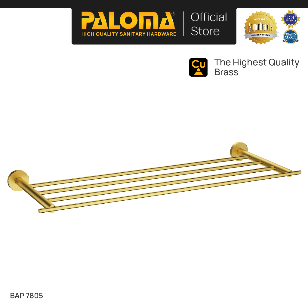 PALOMA BAP 7805 Rak Handuk Baju Gantungan Hanger Wall Dinding Kamar Mandi Brass Kuningan Gold Emas
