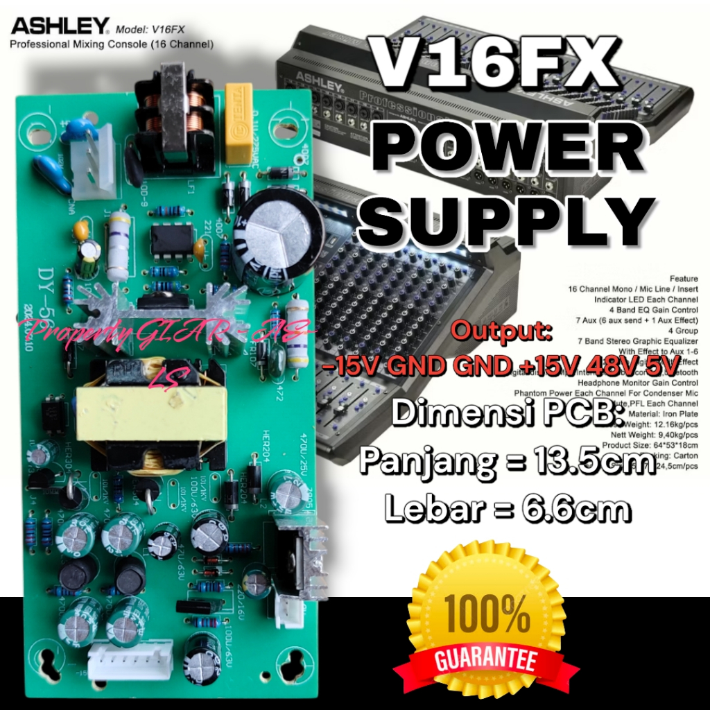 POWER SUPPLY MIXER ASHLEY V16FX V 16FX V 16 FX