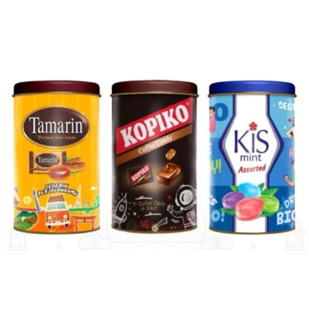 Permen kaleng tin tamarin,Kopiko,kiss festive