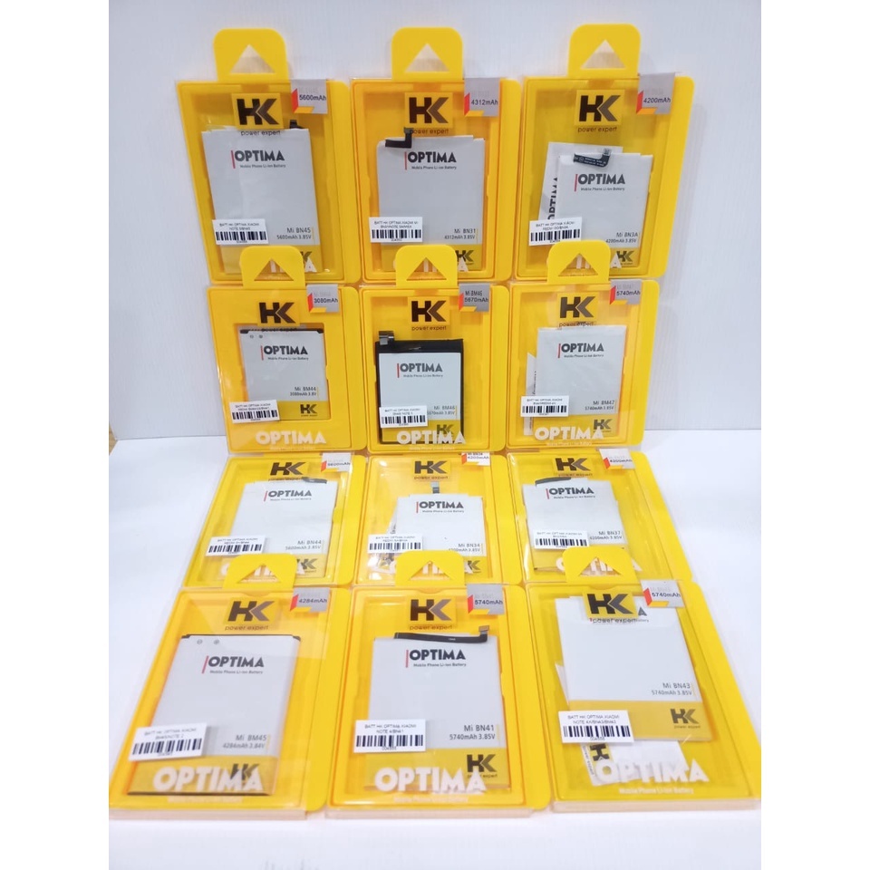 HK OPTIMA Baterai Xiaomi MI5S+/BM37,NOTE 2/BM45,NOTE 2/BM48,NOTE 3/BM46,NOTE 4/BN41,4X/BN43/BM43