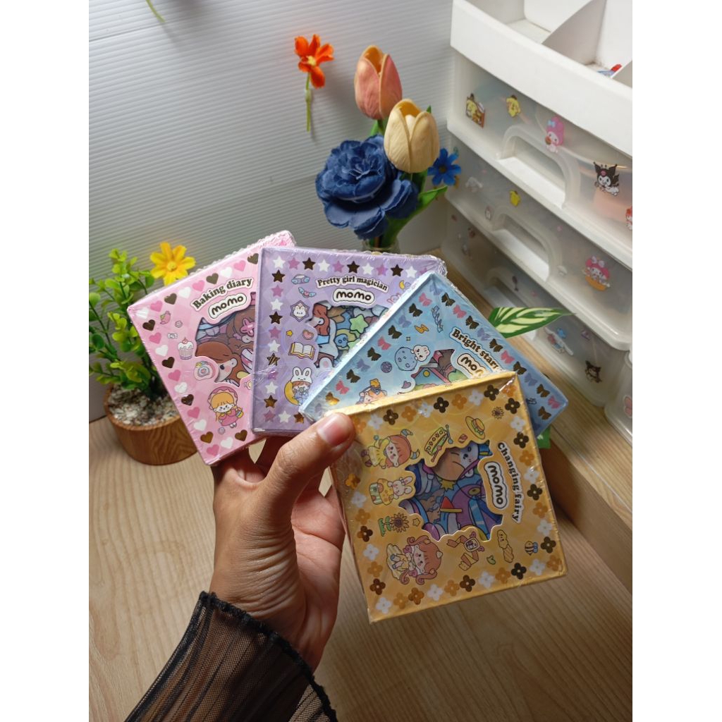 [aesthetic_aksesoris] sticker/stiker momo isi 100 box kecil