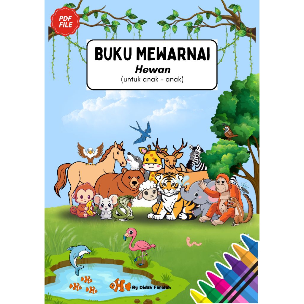 Buku Mewarnai Anak Seri Hewan A-Z (Printable PDF)