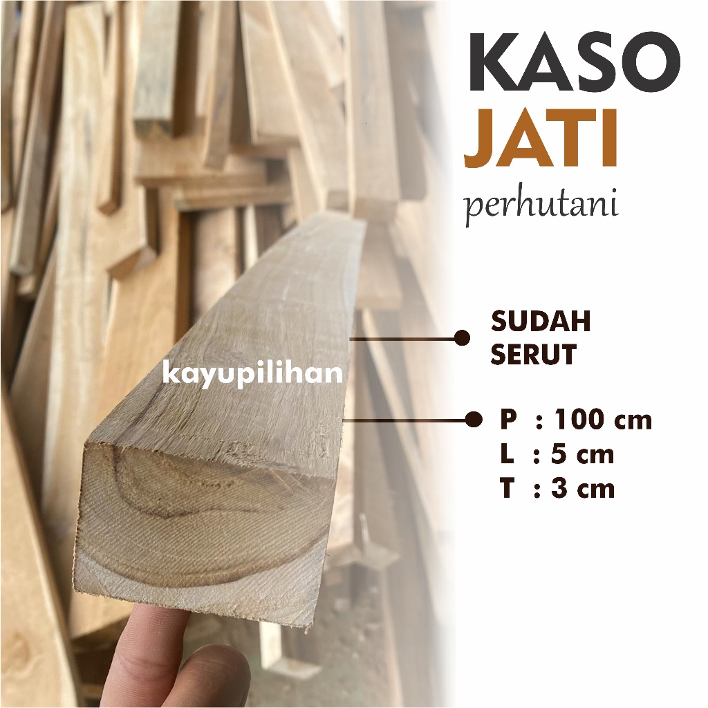 Balok Usuk 3x5x100 cm Kayu Jati Asli Serut Halus - kayupilihan -