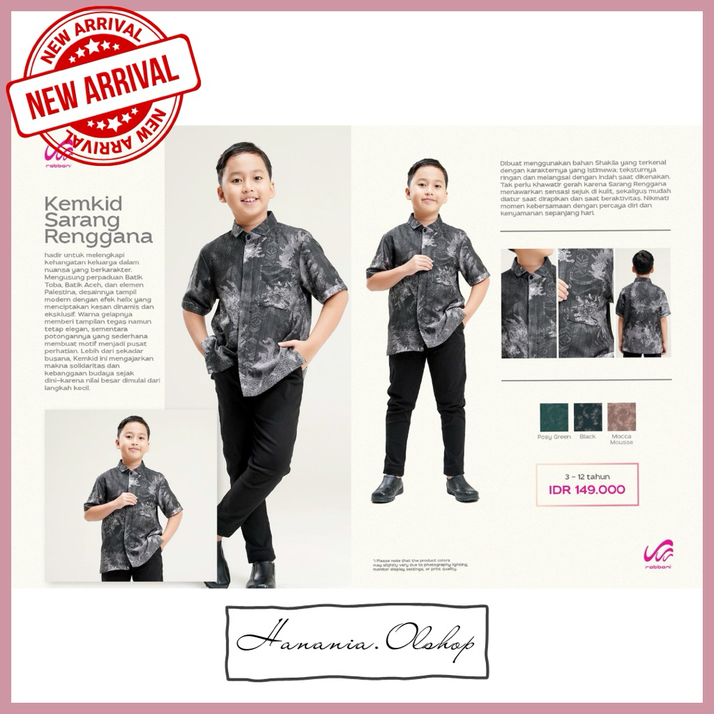 DISKON RABBANI - NEW ARRIVAL Kemko Anak Sarang Renggana Rabbani | kemko anak rabbani | koko motif an