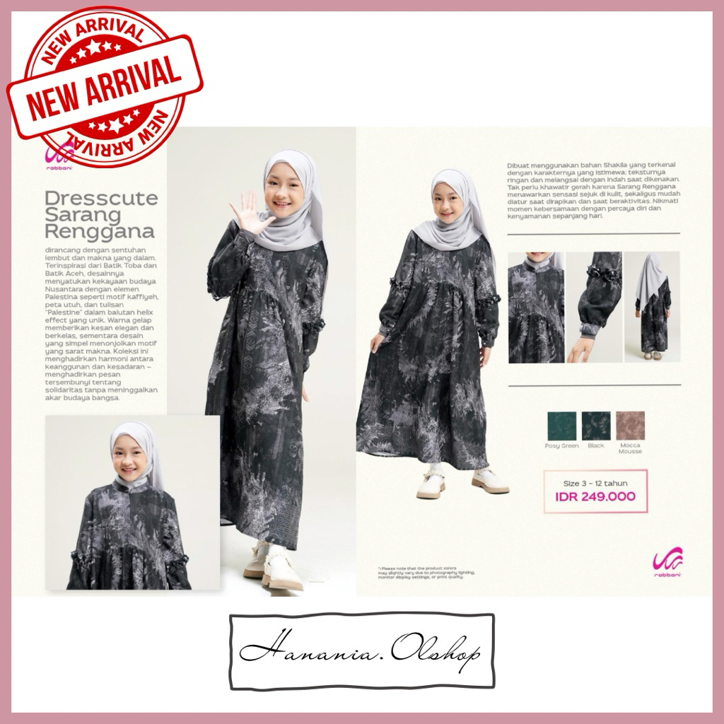DISKON RABBANI -NEW ARRIVAL Dresslim Anak Sarang Renggana Rabbani | baju anak motif | baju sarimbit 