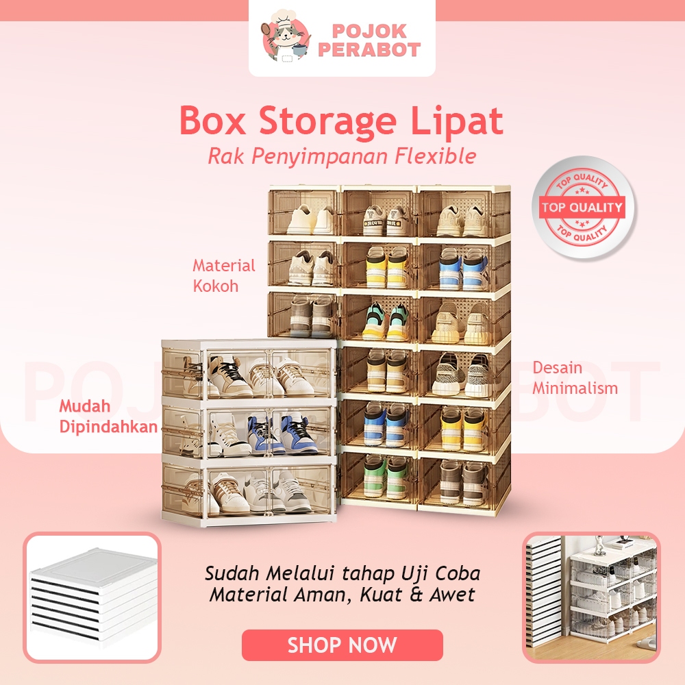 Rak Sepatu Lipat Portable Anti Debu 3 / 6 Susun Kuat Lemari Box Sepatu Serbaguna
