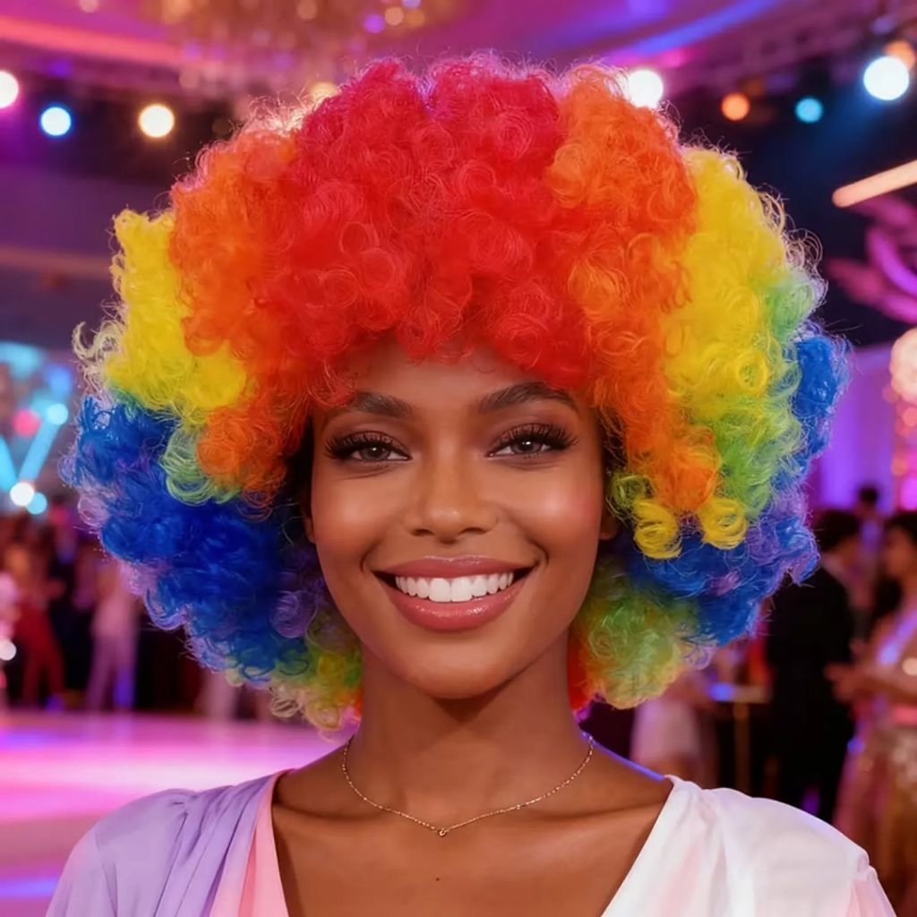 Wig Kribo Wig Rambut Palsu Wig Badut Wig Rambut Kribo Palsu Wig Keriting Wig Pria Keriting Wig Pria 