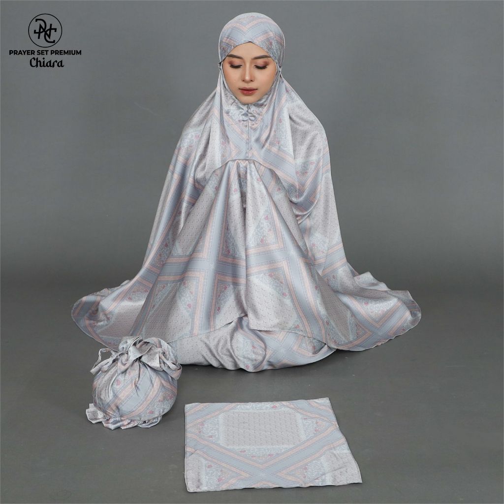 DNC Prayer Set Mukena Set - Chiara Biru Muda Untuk Sholat, Tarawih dan Idul Fitri Bahan Nyaman dan A