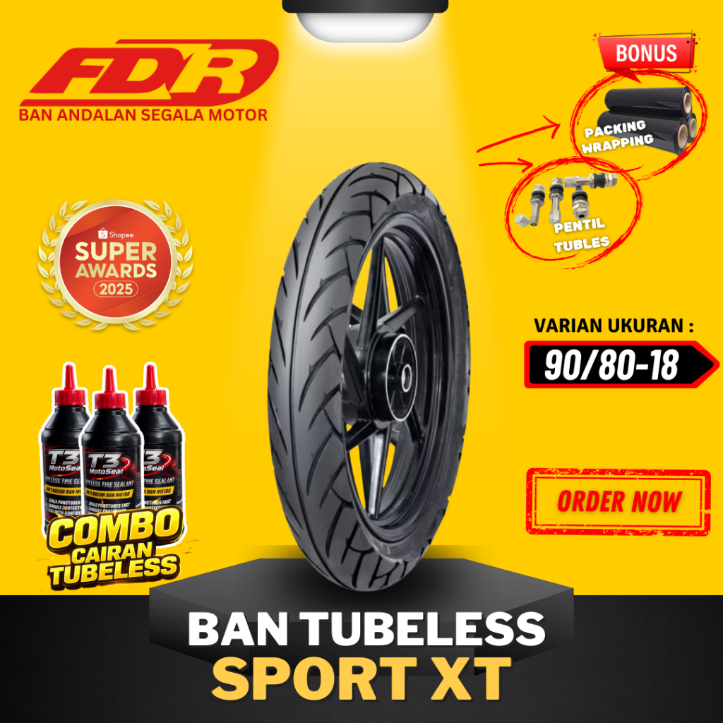 [READY COD] BAN FDR SPORT XT RING 18 / BAN FDR TUBELESS SPORT XT  ( 90/80-18 ) BAN FDR TUBLES RING 1