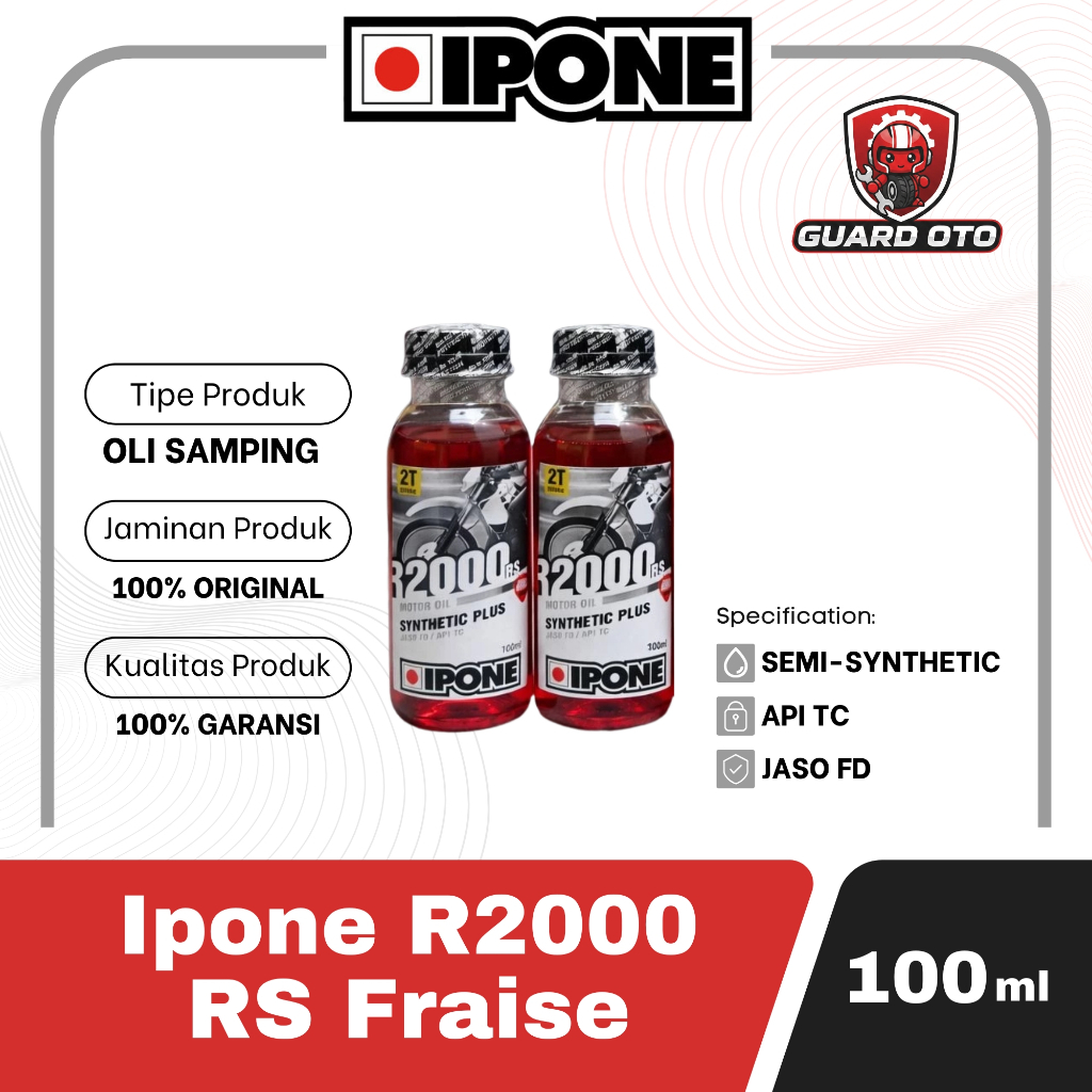 Repack Oli Samping - IPONE R2000 RS Fraise 100ml Semi Synthetic - Oli motor 2 tak Anti Smoke Anti Ko