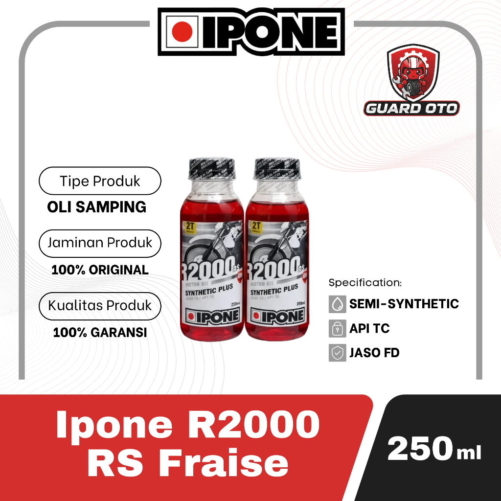 Repack Oli Samping - IPONE R2000 RS Fraise 250ml Semi Synthetic - Oli motor 2 tak Anti Smoke Anti Ko