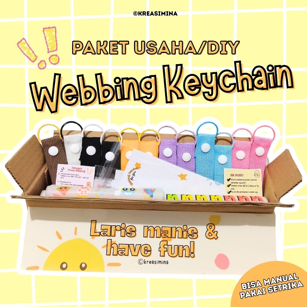 Paket Usaha/DIY Webbing Keychain | Stiker DTF