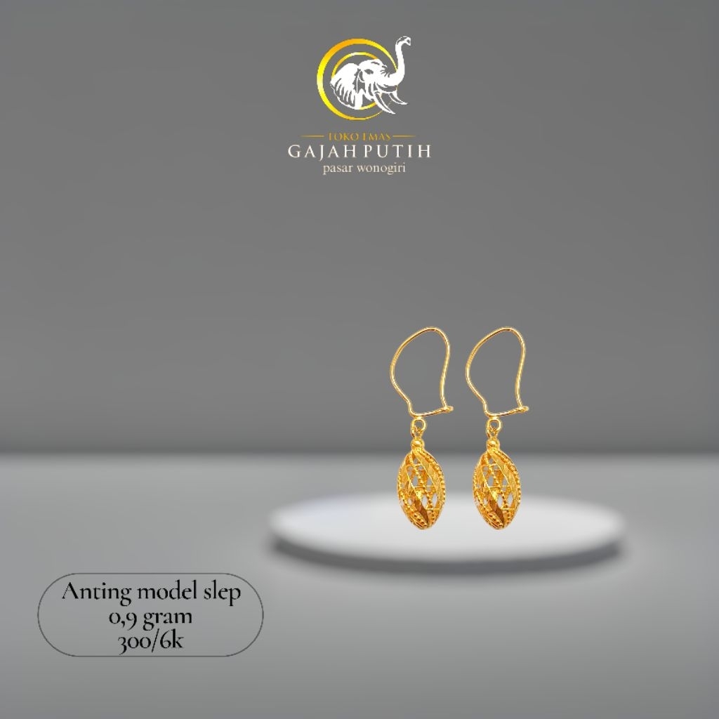 Anting emas model slep 0,9 gram