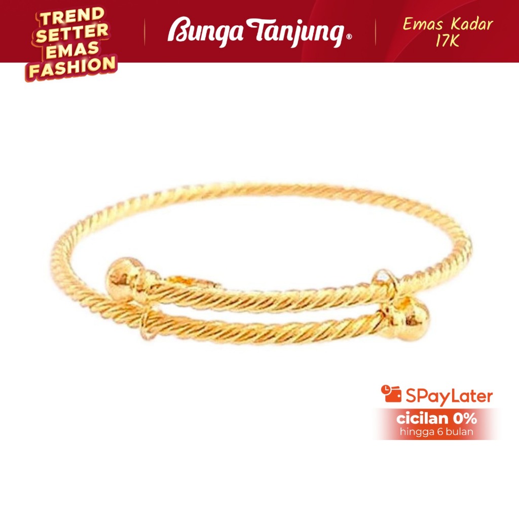 GELANG SERUT NEWBORN ANAK - EMAS 17K - BUNGA TANJUNG GOLD