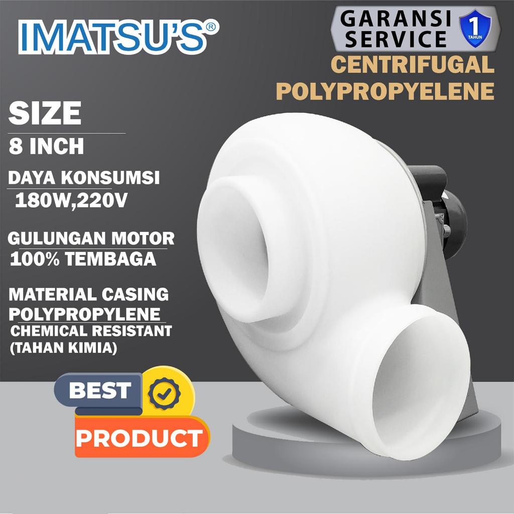 Centrifugal Fan PP Plastik 8" Blower Keong Blower Lemari Asam