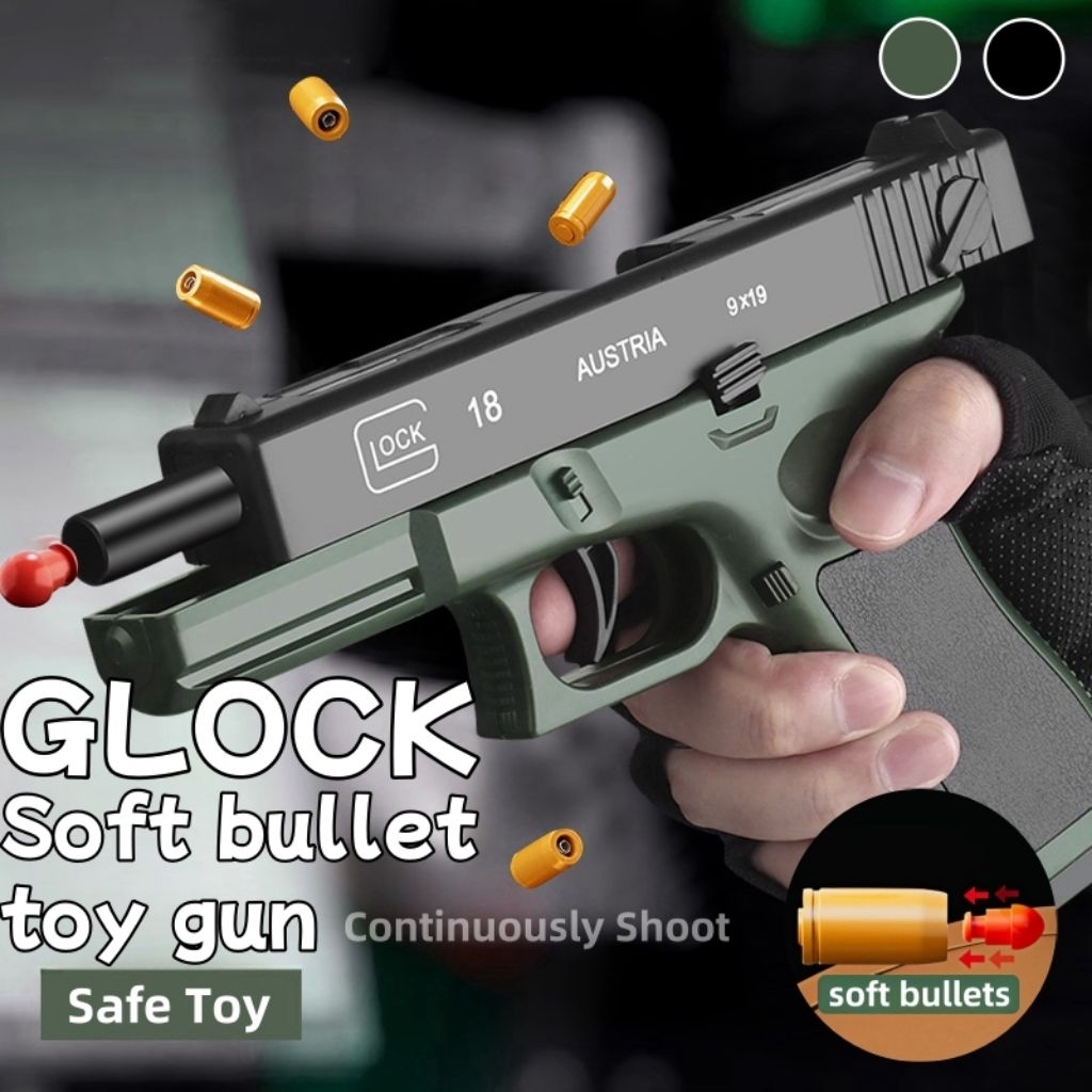 Mainan Pistol Anak-anak G18C Semi Auto Drat Blaster Soft Bulet Aman Mainan Plastik Fidget Toys
