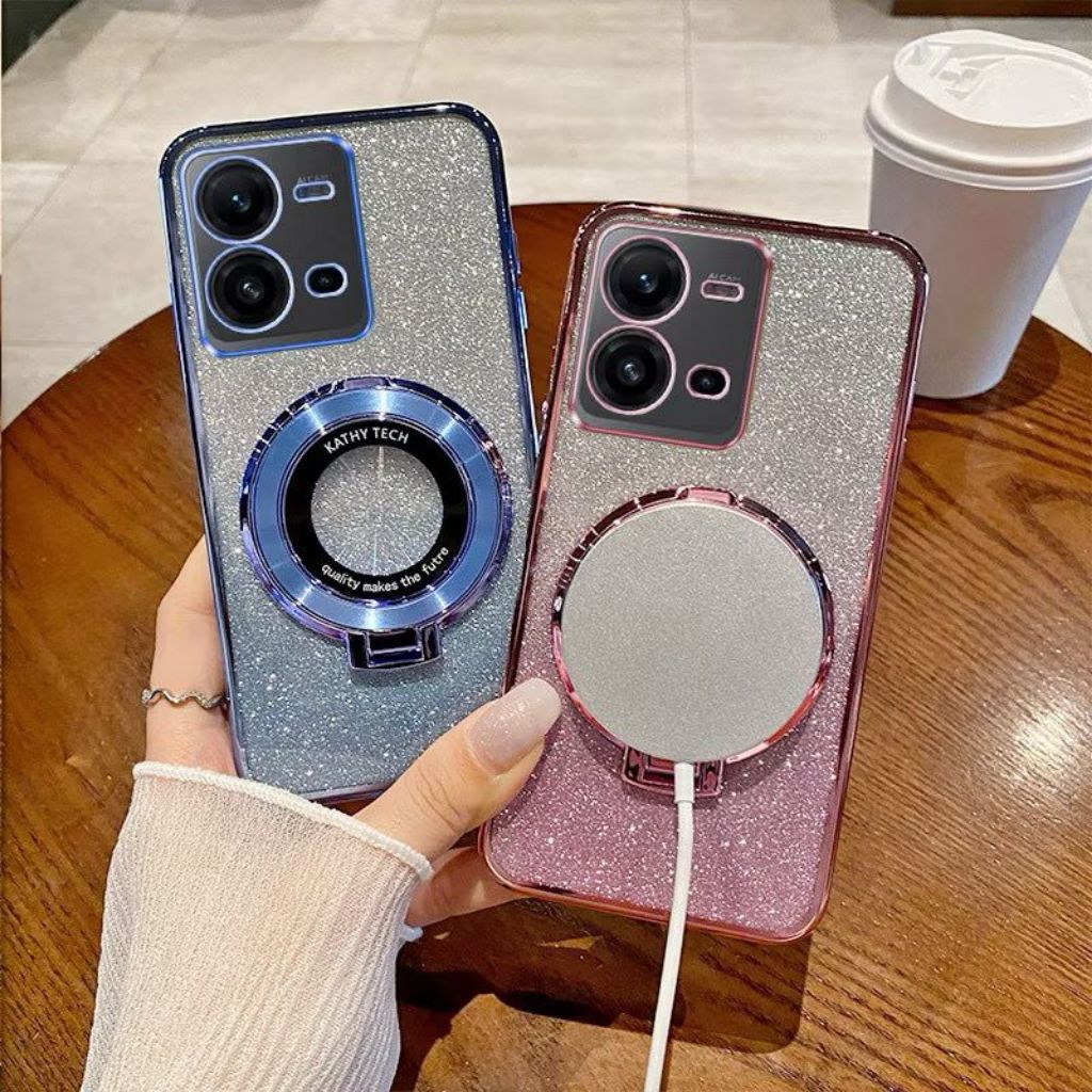 Casing VIVO Y35 Soft Case Ring Standing Glitter Magsafe Terbaru
