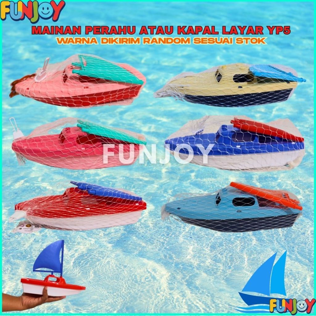 FUNJOY Mainan Perahu Layar Untuk Anak Main Air Mandi Pantai Kolam Plastik Tebal