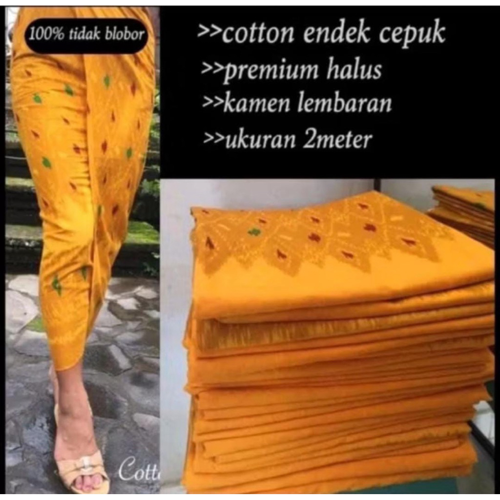kamen cepuk lembaran // kamen kuning bahan katun premium