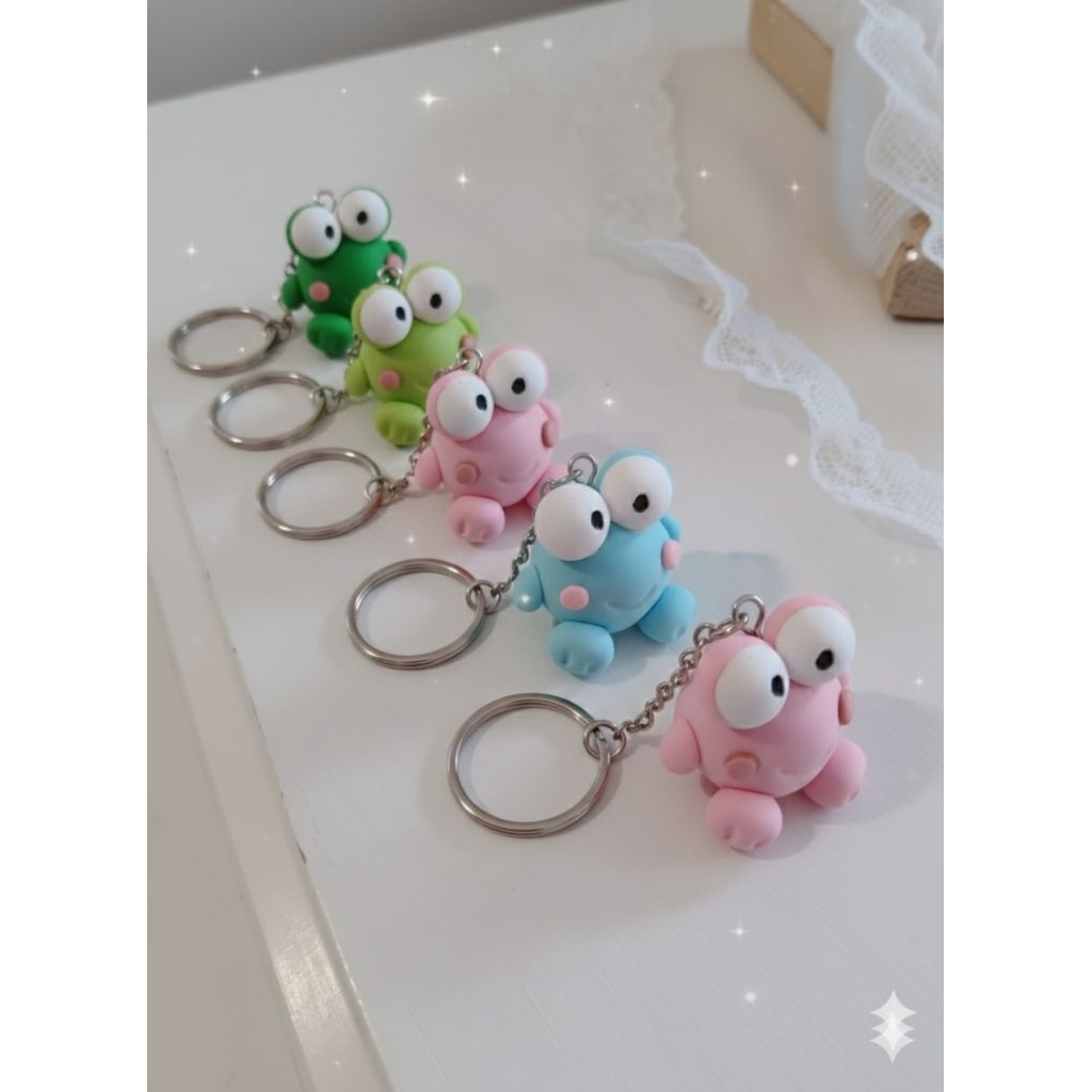 (Cold Porcelain Clay)Keroppi Keychain 3D | untuk gantungan kunci tas hiasan koleksi souvernir pernik